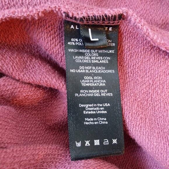 Alphalete Womens L Short Sleeve Sweatshirt Top Longline Distressed Athleisure - Picture 7 of 10